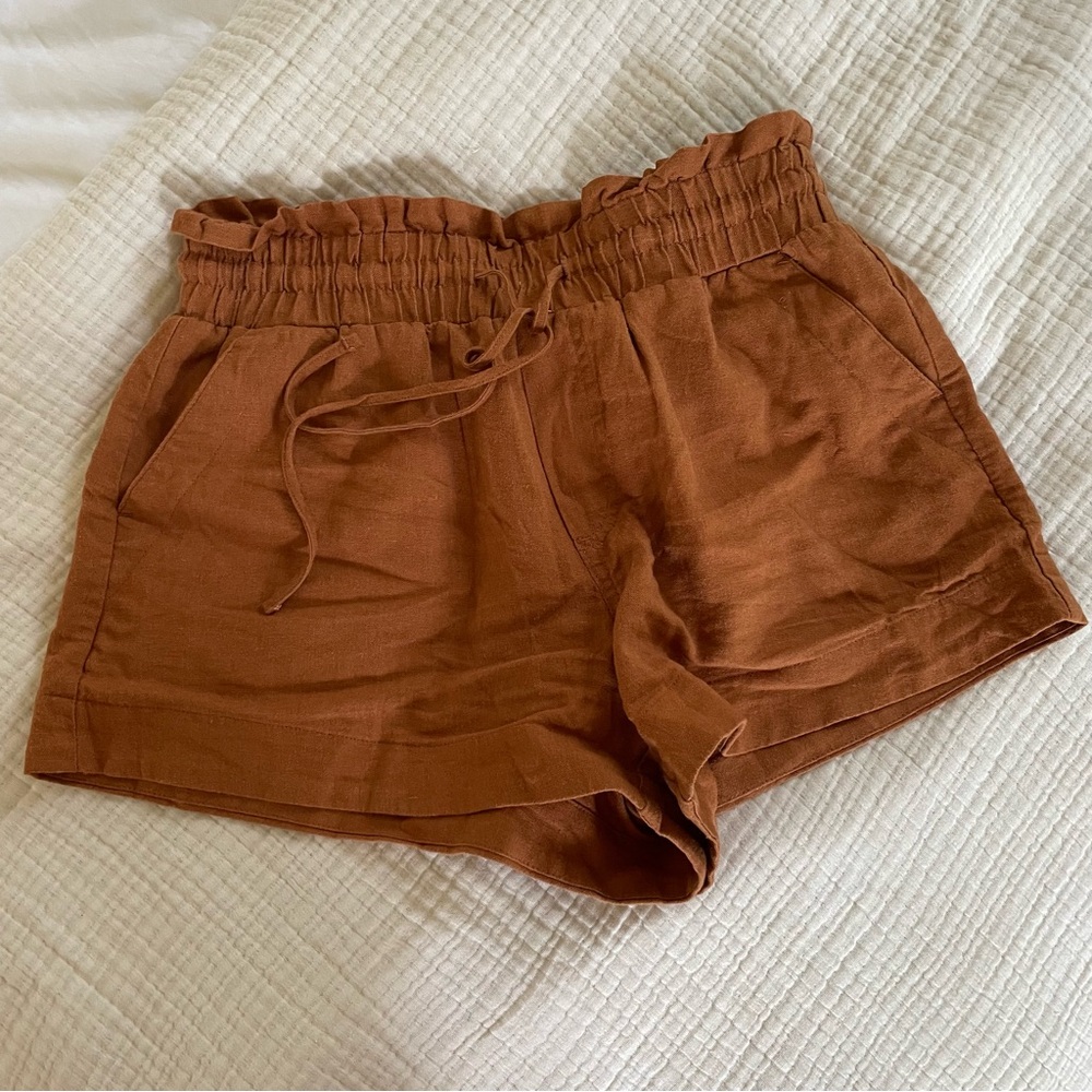 A NEW DAY Rust Orange Linen Shorts